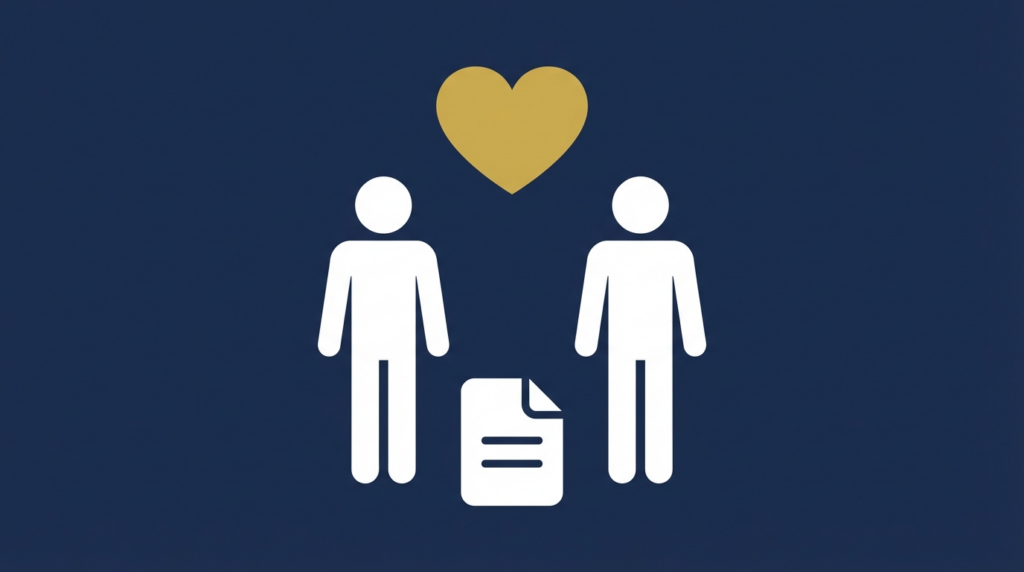 Perheoikeutta käsittelevän blogin pääkuva: vanhempi ja lapsi käsi kädessä ja lakiasiakirjat