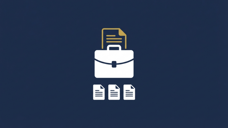 Yrittäjä tarkastelee pöydällä olevia asiakirjoja ja sopimuksia kannettavan tietokoneen vieressä