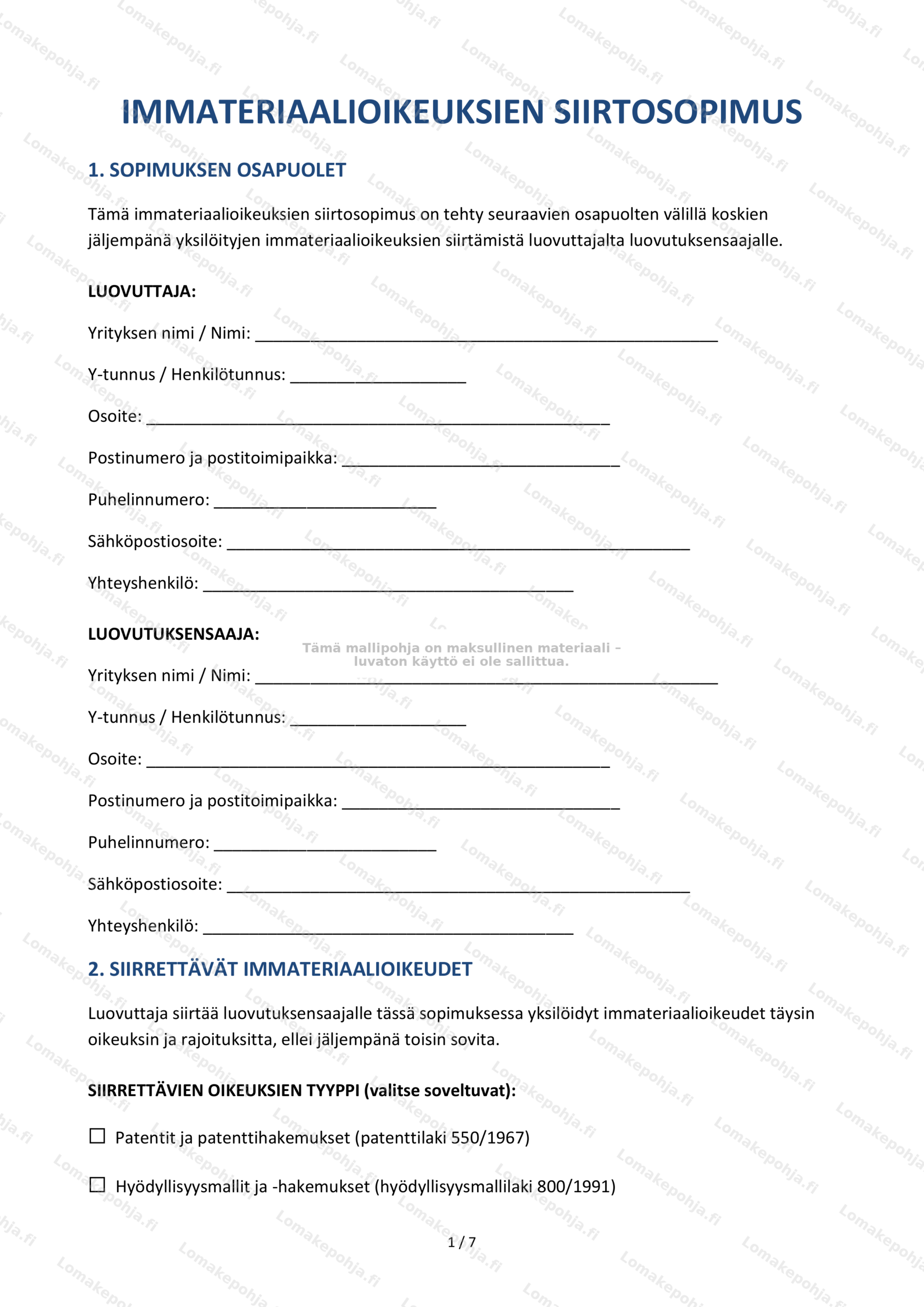 Immateriaalioikeuksien siirtosopimus