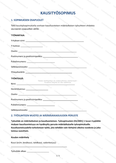 Kausityösopimus - sivu 1, skaalattu versio.