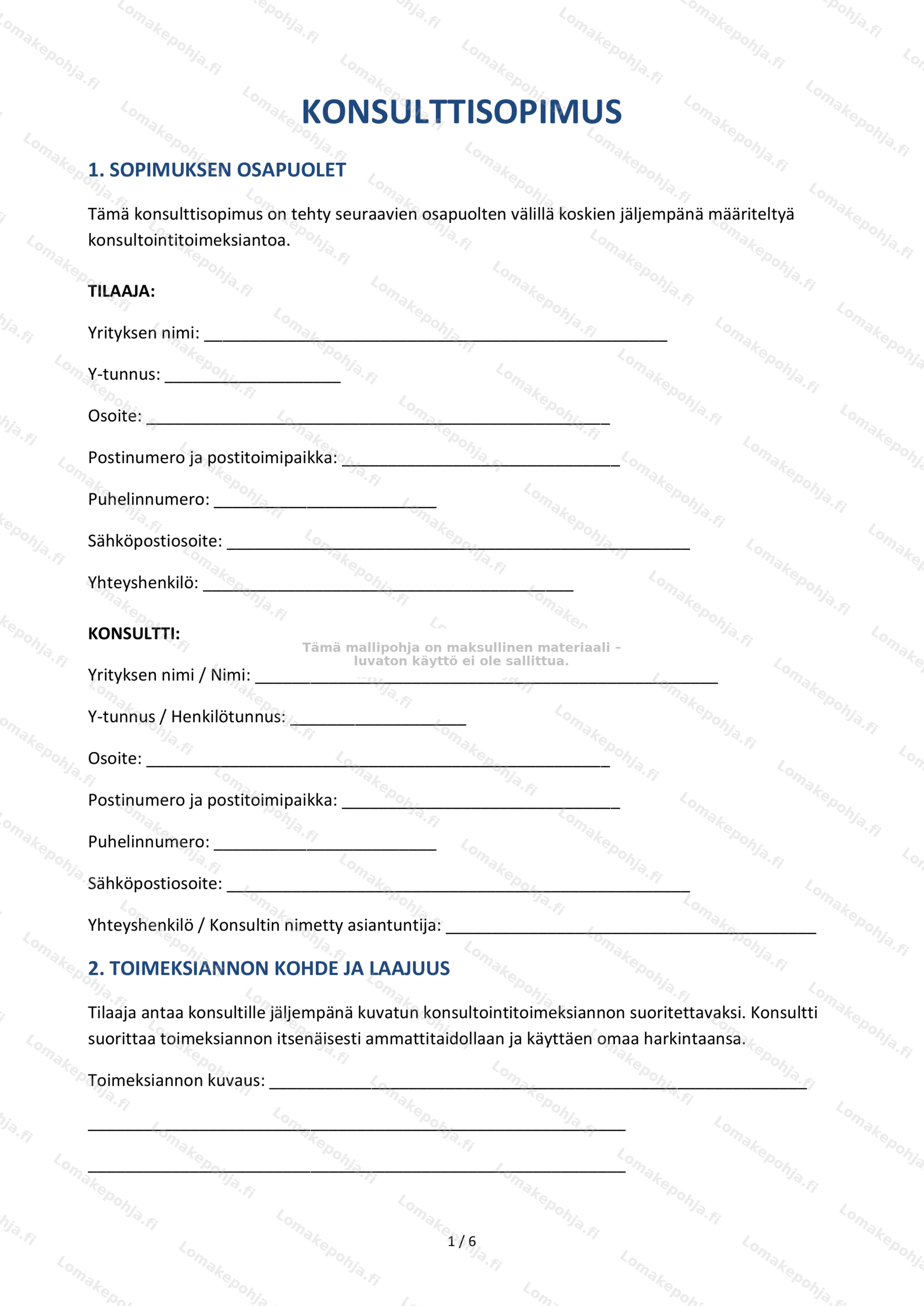 Konsulttisopimus | Sopimusmalli
