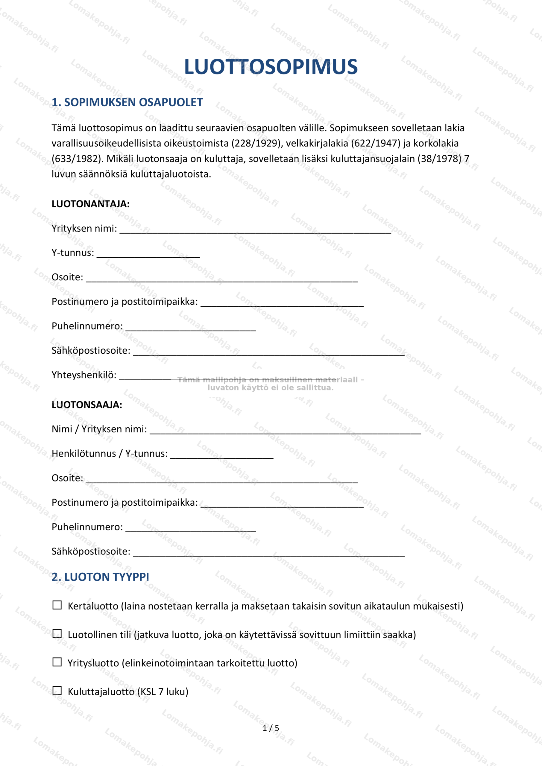 Luottosopimus — Ladattava sopimusmalli