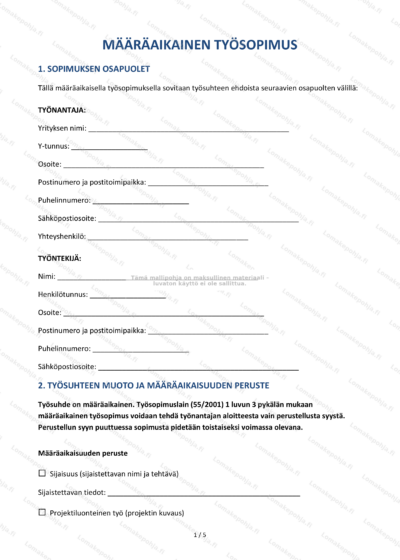 Määräaikainen työsopimus - sivu 1, skaalattu kuva