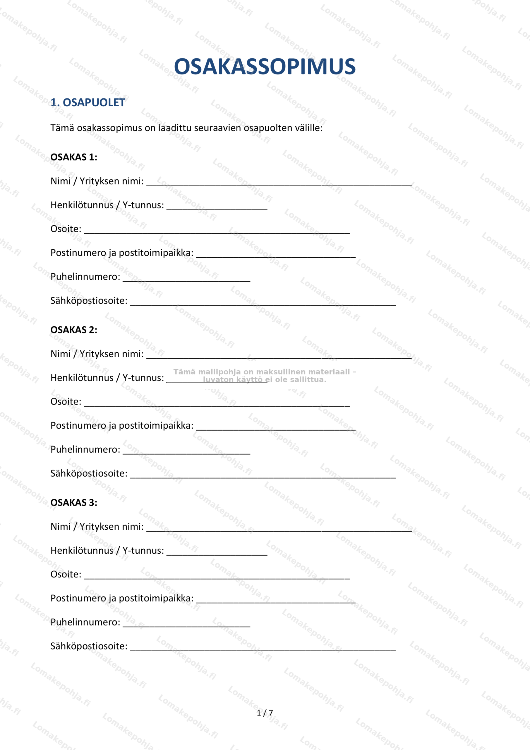Osakassopimus | Ladattava sopimusmalli