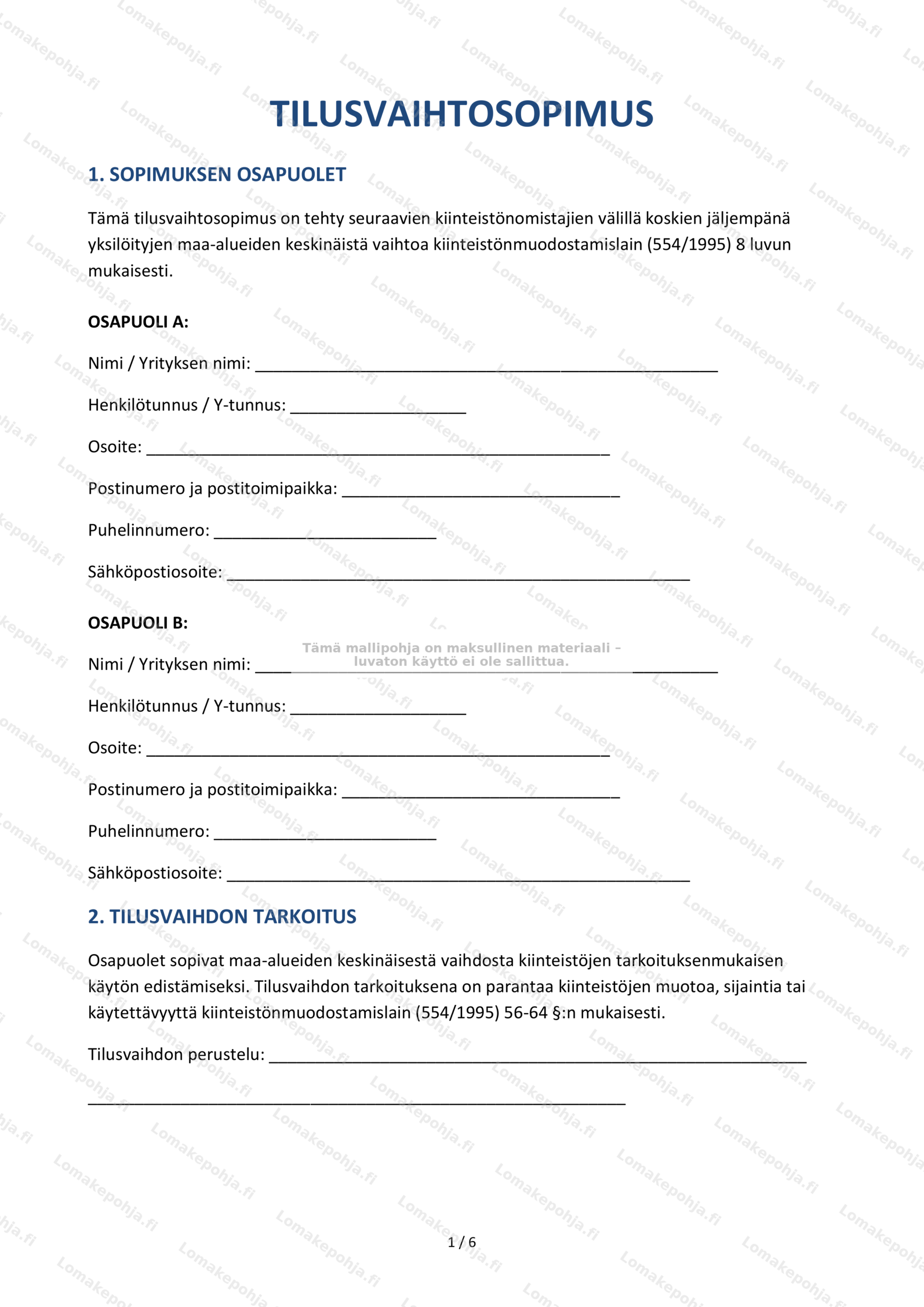 Tilusvaihtosopimus — Ladattava