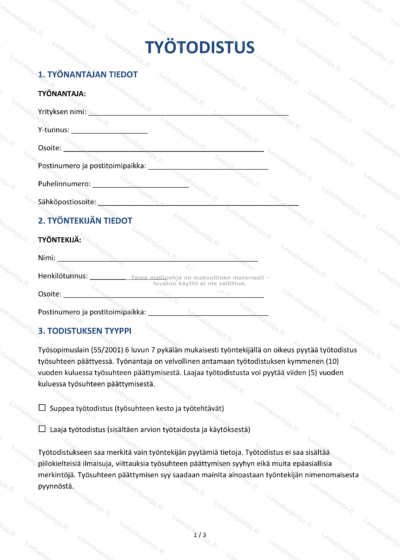 Työtodistus, ensimmäinen sivu (skaalattu)