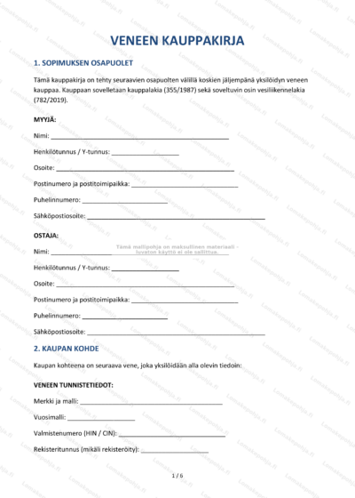 Veneen kauppakirja, sivu 1 (skaalattu)