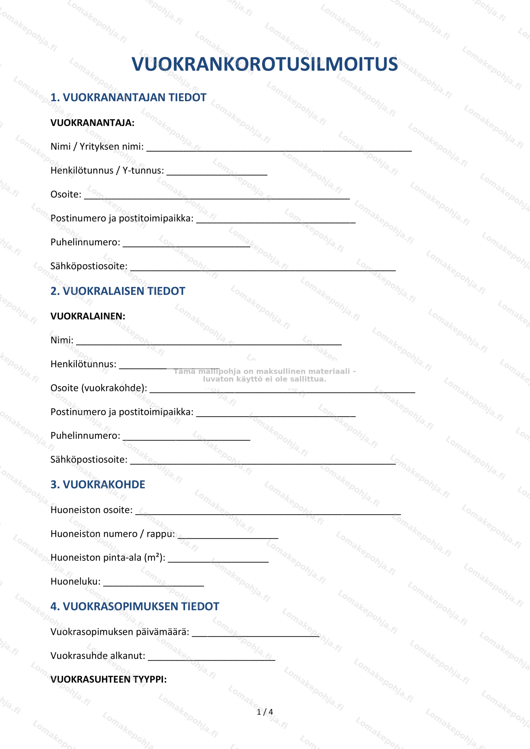 Vuokrankorotusilmoitus – Ladattava