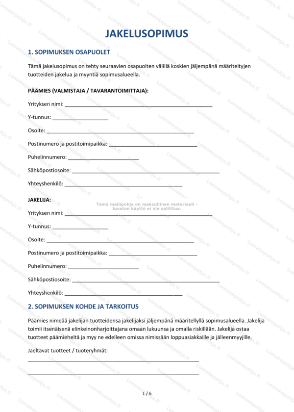 Jakelusopimus – Sopimusmalli ladattavana Word & PDF