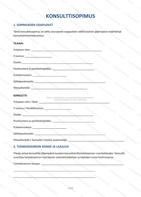 Konsulttisopimus | Sopimusmalli Word & PDF