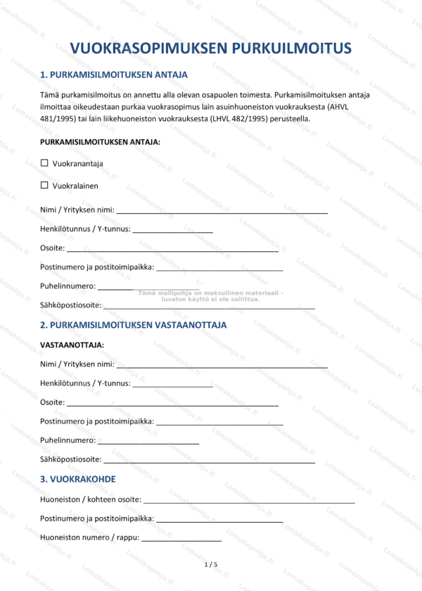 Vuokrasopimuksen purkuilmoitus — Ladattava Word & PDF