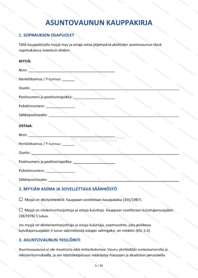 Asuntovaunun kauppakirja — Vaunukaupan lomakepohja Word & PDF — sopimuspohja DOCX-muodossa